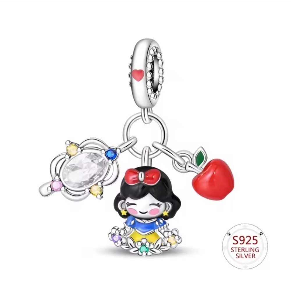 Snow White Charming Bracelet with Red and Black Accents